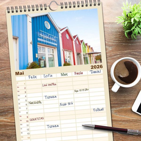 Produktbild: Familienplaner 2026 - Am Strand von Langeoog mit 5 Spalten (Wandkalender, 21 x 45 cm) CALVENDO