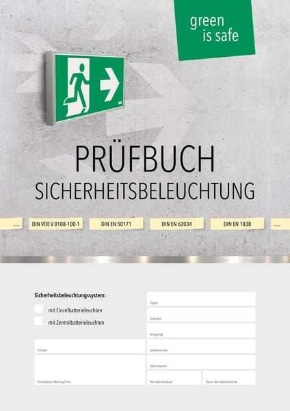Produktbild: Pr&uuml;fbuch f&uuml;r Sicherheitsbeleuchtungssysteme