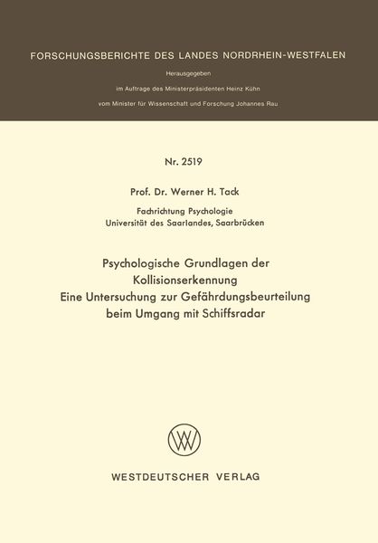 Produktbild: Psychologische Grundlagen der Kollisionserkennung