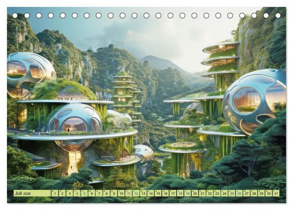 Produktbild: Futuristische moderne Behausungen (Tischkalender 2026 DIN A5 quer), CALVENDO Monatskalender