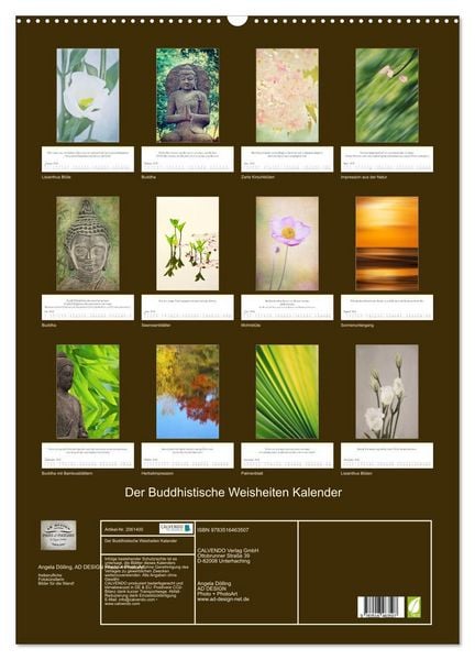 Produktbild: Der Buddhistische Weisheiten Kalender (Wandkalender 2026 DIN A2 hoch), CALVENDO Monatskalender