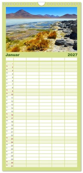 Produktbild: Familienplaner 2027 - Bolivien - Die geheime Perle S&uuml;damerikas mit 5 Spalten (Wandkalender, 21 x 45 cm) CALVENDO