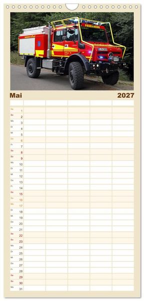 Produktbild: Familienplaner 2027 - Unimog bei der Feuerwehr mit 5 Spalten (Wandkalender, 21 x 45 cm) CALVENDO