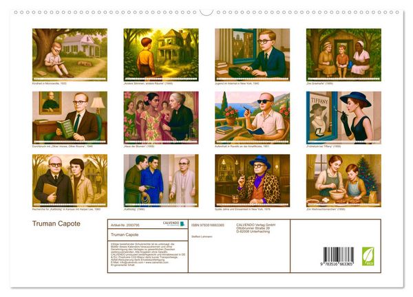 Produktbild: Truman Capote (hochwertiger Premium Wandkalender 2026 DIN A2 quer), Kunstdruck in Hochglanz