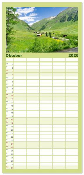 Produktbild: Familienplaner 2026 - S&uuml;dtirol - Traumhafte Berge und Seen im Norden Italiens mit 5 Spalten (Wandkalender, 21 x 45 cm) CALVENDO