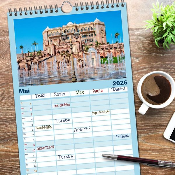 Produktbild: Familienplaner 2026 - Abu Dhabi - Bezaubernde Metropole mit 5 Spalten (Wandkalender, 21 x 45 cm) CALVENDO