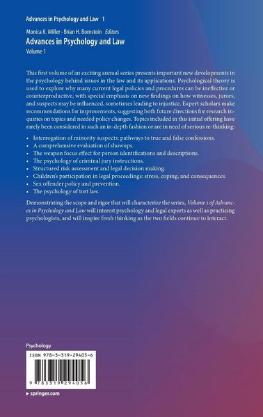 Produktbild: Advances in Psychology and Law