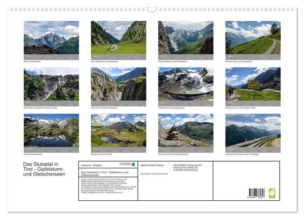 Produktbild: Das Stubaital in Tirol - Gipfelsturm und Gletscherseen (Wandkalender 2026 DIN A2 quer), CALVENDO Monatskalender