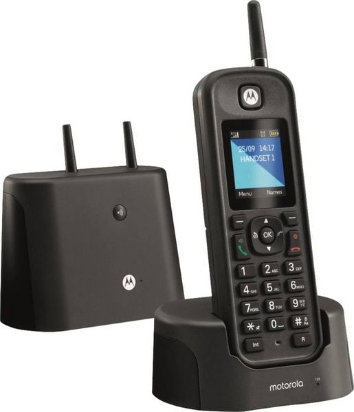 Motorola O201 DECT Schnurloses Telefon analog Freisprechen, Outdoor, wasserdicht, stoßfest Schwarz