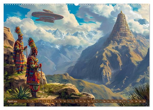 Produktbild: Sternenkrieger - Science Fiction Visionen der Maya und Azteken (Wandkalender 2026 DIN A2 quer), CALVENDO Monatskalender