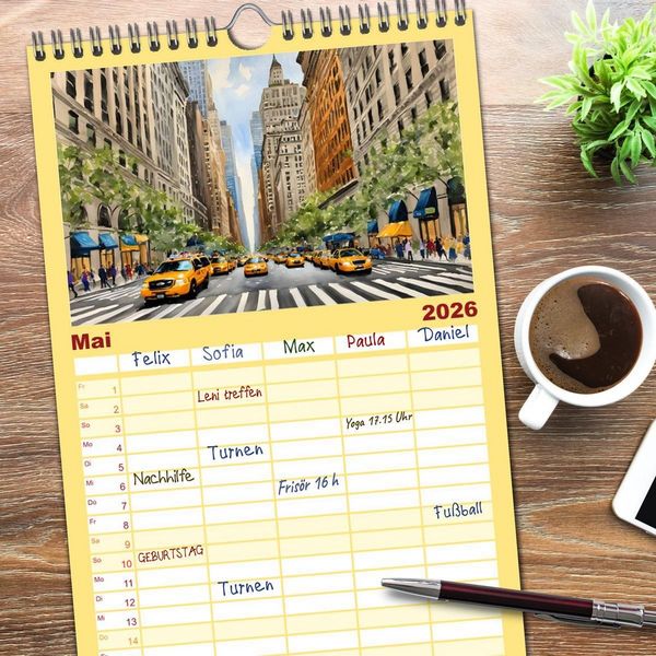 Produktbild: Familienplaner 2026 - Sightseeing New York mit 5 Spalten (Wandkalender, 21 x 45 cm) CALVENDO