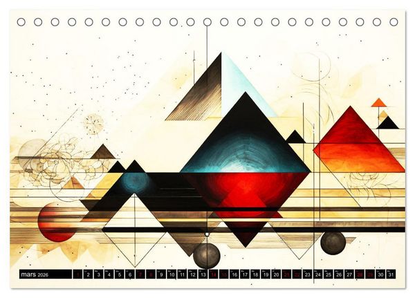 Produktbild: Vent sur l'art abstrait (Calendrier de bureau 2026 DIN A5 vertical), CALVENDO calendrier mensuel