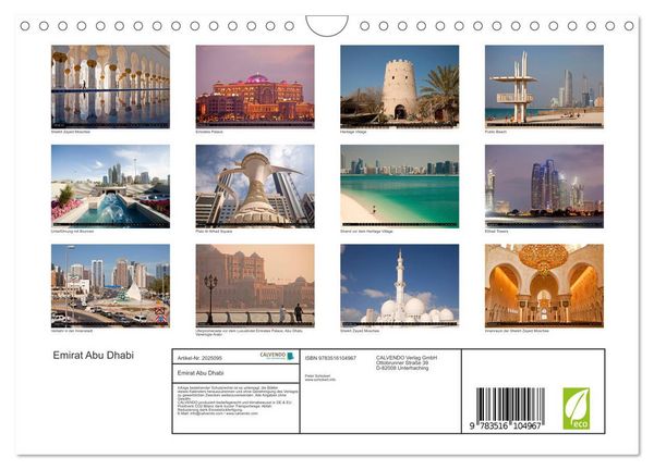 Produktbild: Emirat Abu Dhabi (Wandkalender 2026 DIN A4 quer), CALVENDO Monatskalender