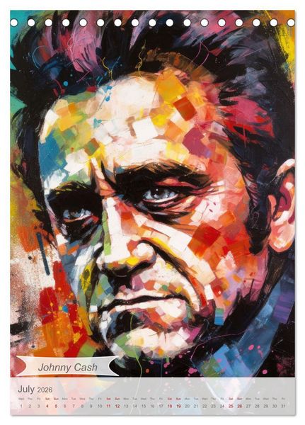 Produktbild: Music legends in magic art (Desk Calendar 2026 DIN A5 portrait), CALVENDO 12 Month DeskCalendar