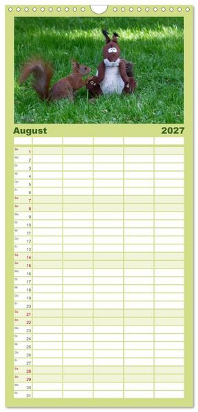 Produktbild: Familienplaner 2027 - Mit dem Eichh&ouml;rnchen durchs Jahr mit 5 Spalten (Wandkalender, 21 x 45 cm) CALVENDO