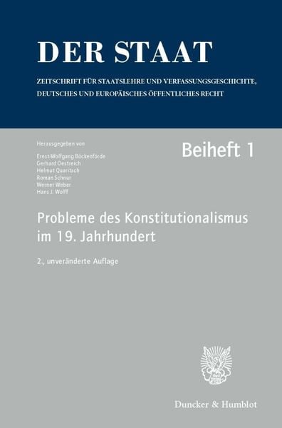 Produktbild: Probleme des Konstitutionalismus im 19. Jahrhundert.