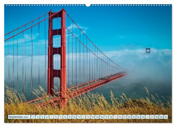Produktbild: Golden Gate Bridge - Synonym f&uuml;r San Francisco (hochwertiger Premium Wandkalender 2026 DIN A2 quer), Kunstdruck in Hochglanz