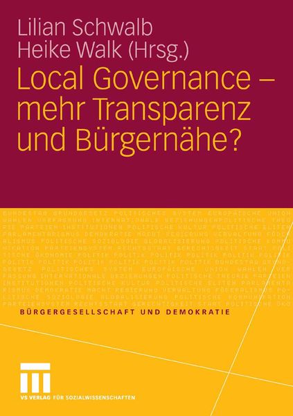 Produktbild: Local Governance - mehr Transparenz und B&uuml;rgern&auml;he?