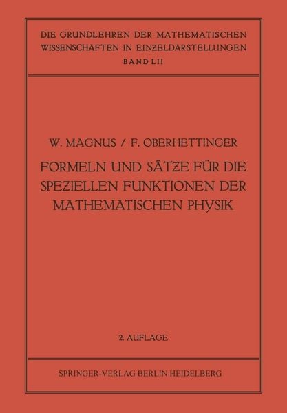 Produktbild: Formeln und S&auml;tze f&uuml;r die Speziellen Funktionen der Mathematischen Physik