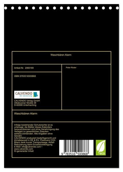 Produktbild: Waschb&auml;ren Alarm (Tischkalender 2026 DIN A5 hoch), CALVENDO Monatskalender