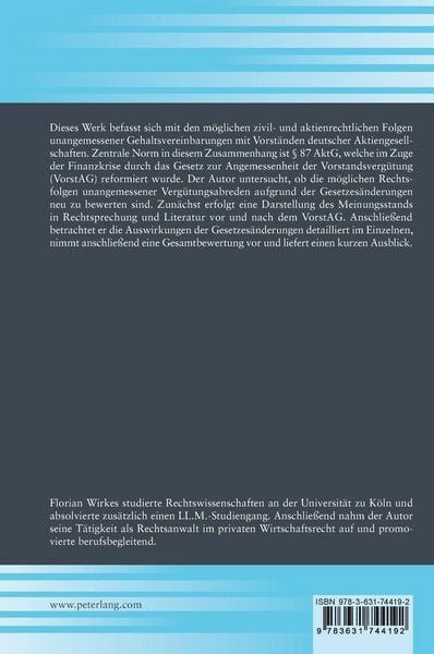 Produktbild: Rechtsfolgen einer nicht nach &sect; 87 Abs. 1 AktG angemessenen Vorstandsverg&uuml;tung