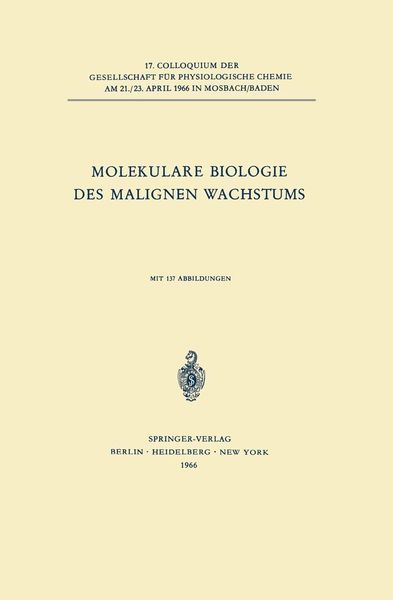 Produktbild: Molekulare Biologie des Malignen Wachstums