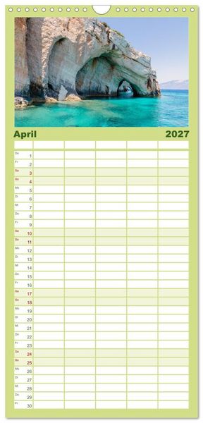 Produktbild: Familienplaner 2027 - Zakynthos und Kefalonia Trauminseln im Ionischen Meer mit 5 Spalten (Wandkalender, 21 x 45 cm) CALVENDO