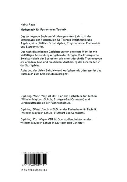 Produktbild: Mathematik f&uuml;r Fachschulen Technik