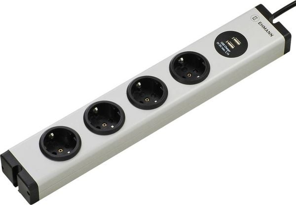 Produktbild: Ehmann 0600c0a052031 Steckdosenleiste 4fach Grau Schutzkontakt 1St.