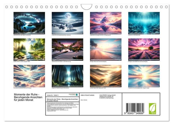 Produktbild: Momente der Ruhe - Beruhigende Ansichten f&uuml;r jeden Monat (Wandkalender 2026 DIN A4 quer), CALVENDO Monatskalender