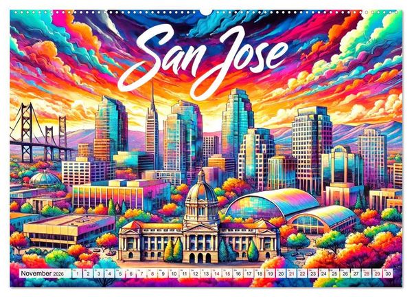 Produktbild: Stadtansichten der USA in Tusche (hochwertiger Premium Wandkalender 2026 DIN A2 quer), Kunstdruck in Hochglanz