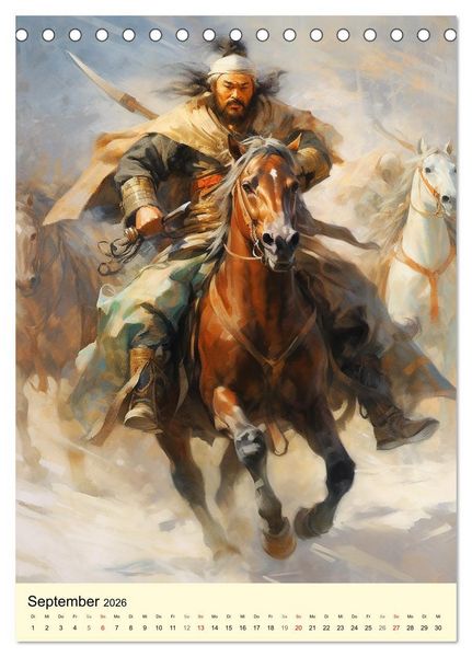 Produktbild: Fantasy-Krieger der Mongolei. Inspiriert von Dschingis Khan (Tischkalender 2026 DIN A5 hoch), CALVENDO Monatskalender