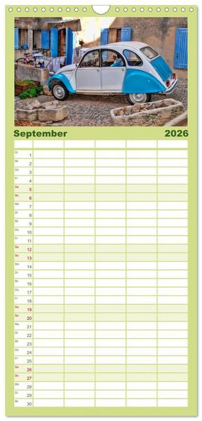 Produktbild: Familienplaner 2026 - Citro&euml;n 2CV - die Ente mit 5 Spalten (Wandkalender, 21 x 45 cm) CALVENDO