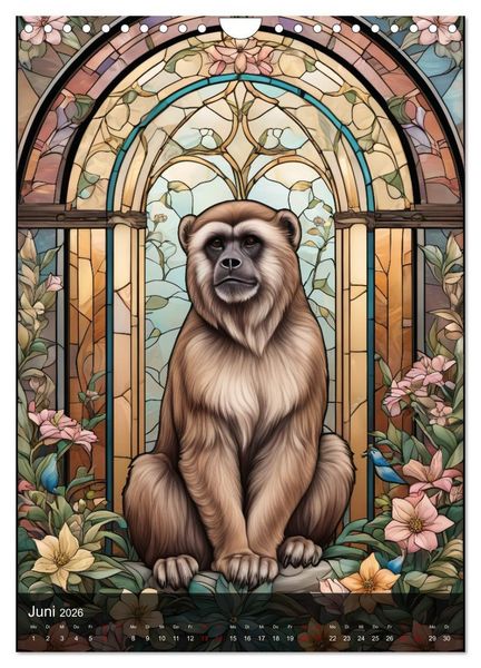 Produktbild: Wildtiere und Glaskunst im Tiffany Stil (Wandkalender 2026 DIN A4 hoch), CALVENDO Monatskalender