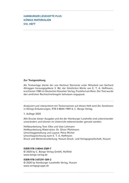 Produktbild: Der Sandmann von E. T. A. Hoffmann (Textausgabe)