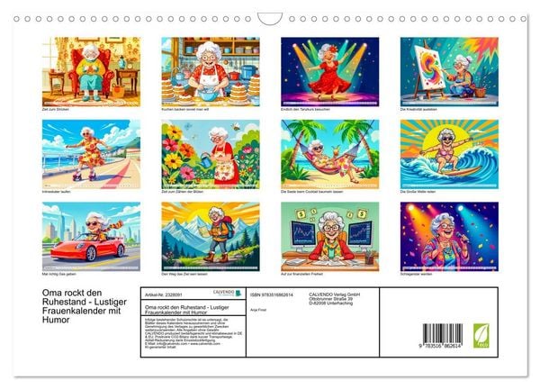 Produktbild: Oma rockt den Ruhestand - Lustiger Frauenkalender mit Humor (Wandkalender 2027 DIN A3 quer), CALVENDO Monatskalender