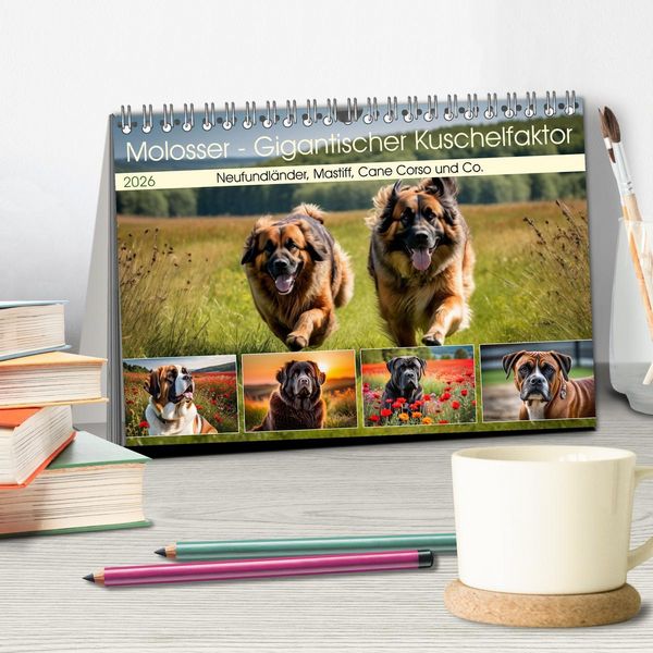 Produktbild: Molosser - Gigantischer Kuschelfaktor (Tischkalender 2026 DIN A5 quer), CALVENDO Monatskalender