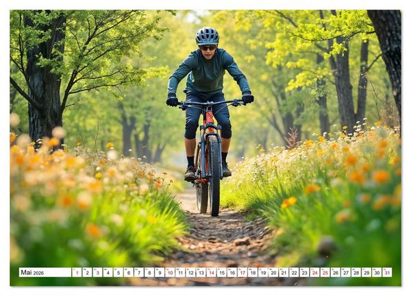 Produktbild: Elemental Ride. Mountainbike-Action durch Schnee, Matsch, Sonne und Laub (Wandkalender 2026 DIN A2 quer), CALVENDO Monatskalender