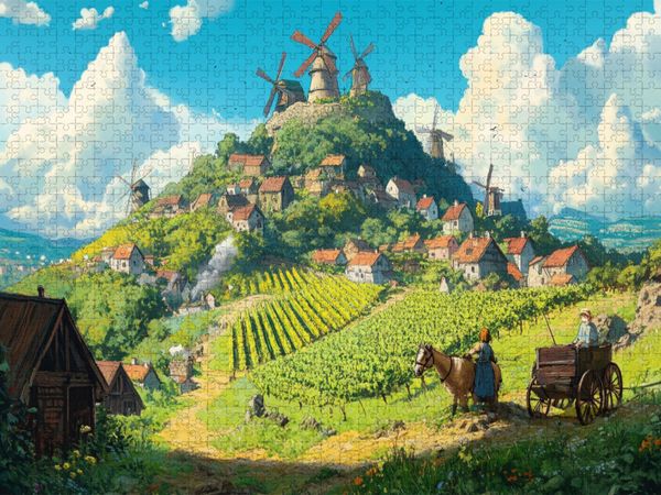 Produktbild: CALVENDO Puzzle Das Tal der Winde - Anime Landschaft | 1000 Teile Lege-Gr&ouml;&szlig;e 64x48cm Foto-Puzzle f&uuml;r gl&uuml;ckliche Stunden