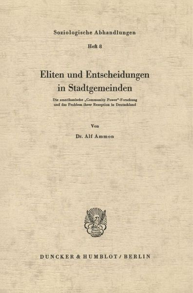 Produktbild: Eliten und Entscheidungen in Stadtgemeinden.