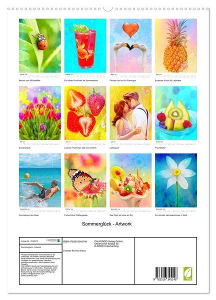 Produktbild: Sommergl&uuml;ck - Artwork (hochwertiger Premium Wandkalender 2026 DIN A2 hoch), Kunstdruck in Hochglanz
