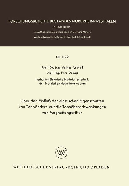 Produktbild: &Uuml;ber den Einflu&szlig; der elastischen Eigenschaften von Tonb&auml;ndern auf die Tonh&ouml;henschwankungen von Magnettonger&auml;ten