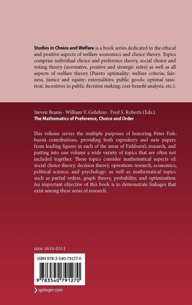 Produktbild: The Mathematics of Preference, Choice and Order