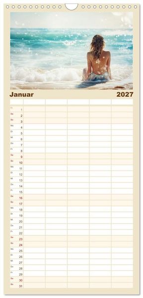 Produktbild: Familienplaner 2027 - Entspannen am Strand mit 5 Spalten (Wandkalender, 21 x 45 cm) CALVENDO