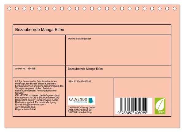 Produktbild: Bezaubernde Manga Elfen (Tischkalender 2026 DIN A5 quer), CALVENDO Monatskalender