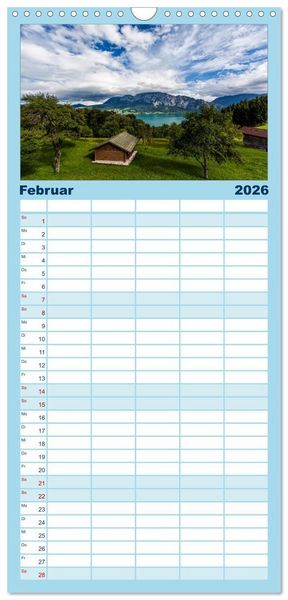 Produktbild: Familienplaner 2026 - Salzkammergut - Die sch&ouml;nsten Seen Ober&ouml;sterreichs mit 5 Spalten (Wandkalender, 21 x 45 cm) CALVENDO