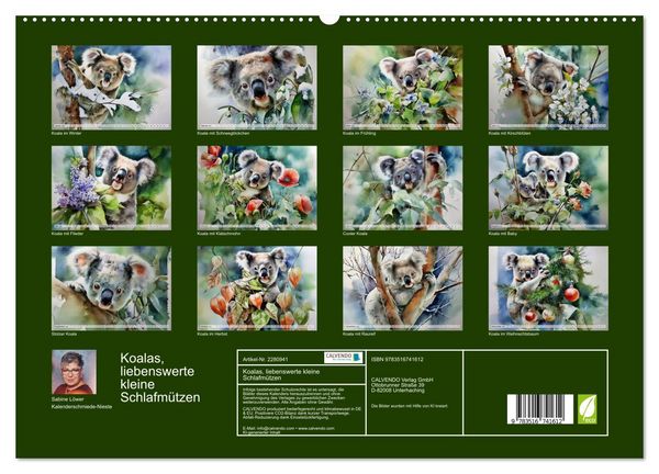 Produktbild: Koalas, liebenswerte kleine Schlafm&uuml;tzen (hochwertiger Premium Wandkalender 2026 DIN A2 quer), Kunstdruck in Hochglanz