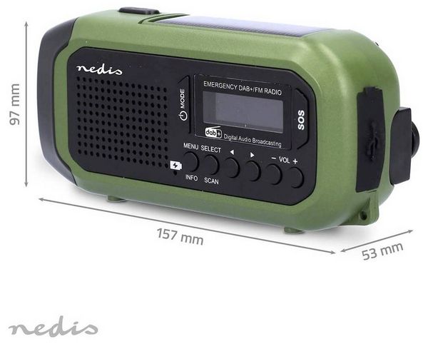 Produktbild: Nedis RDDBCR2000GN Notfallradio DAB+, UKW, FM Notfallradio, DAB+, UKW Gr&uuml;n, Schwarz