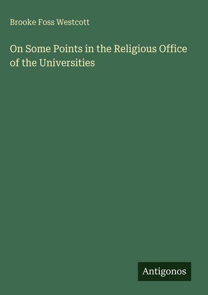 Produktbild: On Some Points in the Religious Office of the Universities