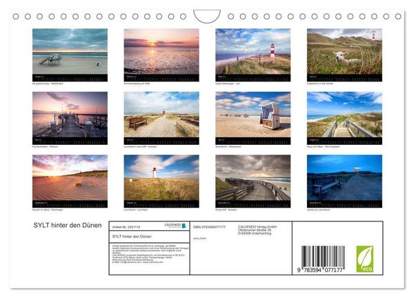 Produktbild: SYLT hinter den D&uuml;nen (Wandkalender 2027 DIN A4 quer), CALVENDO Monatskalender